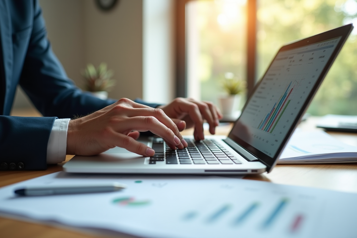 Consultant analysant des données financières sur un ordinateur