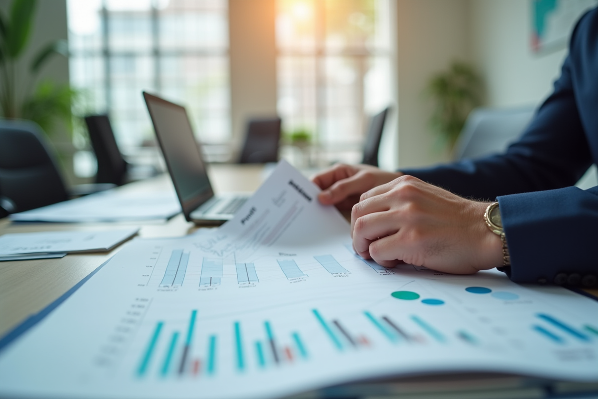 Personne analysant un graphique de profit avec un taux de 40 pour cent