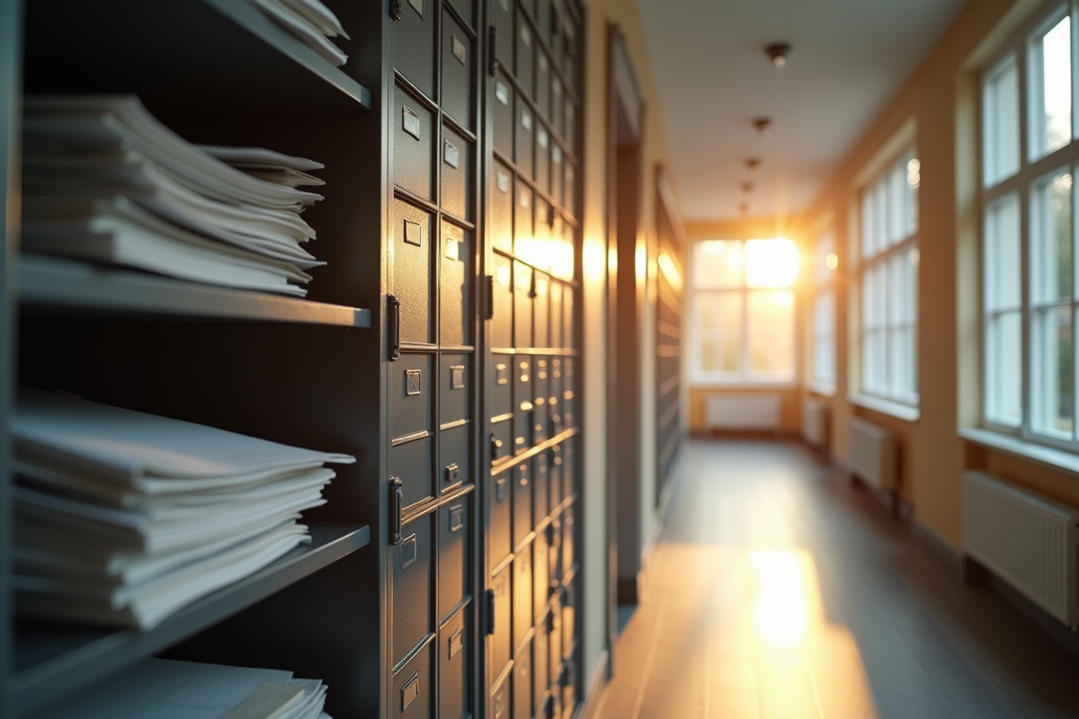 Boîtes aux lettres d'appartement dans un couloir lumineux