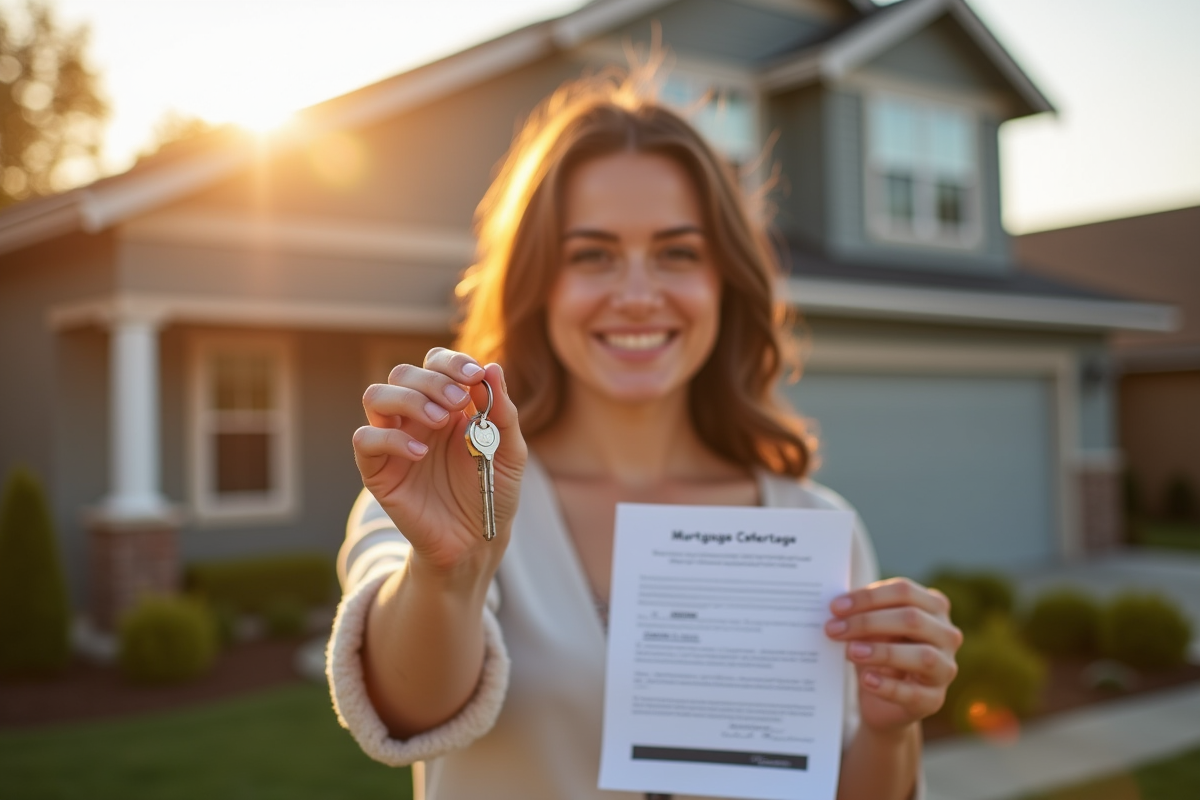 Personne souriante tenant clé et lettre d