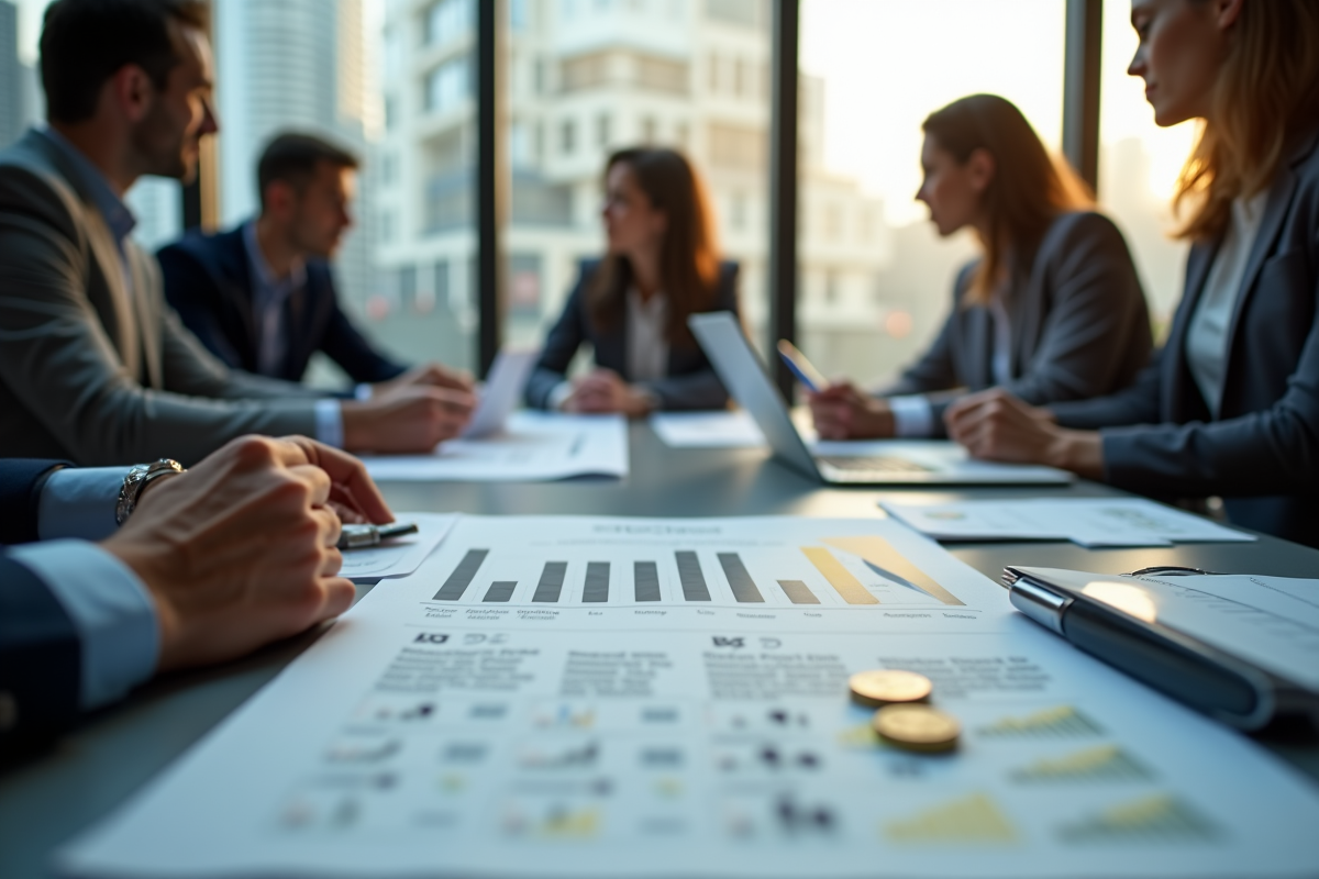 Groupe de professionnels discutant de blockchain et cryptomonnaies