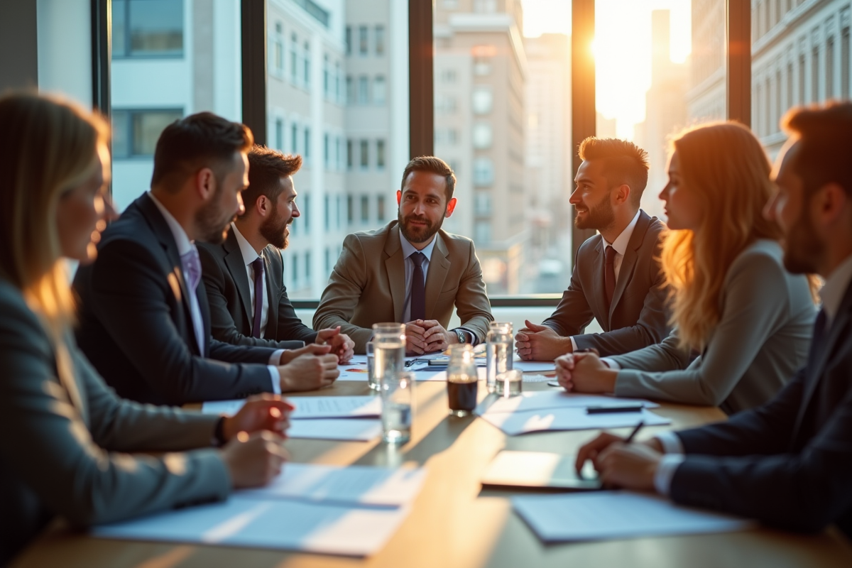 Groupe de professionnels en brainstorming dynamique