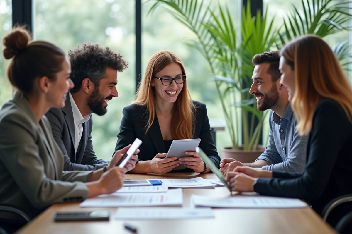 Groupe de professionnels collaborant dans un bureau moderne