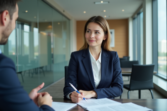 Femme d'affaires en réunion avec un conseiller bancaire