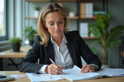 Femme d affaires en réunion de prêt immobilier