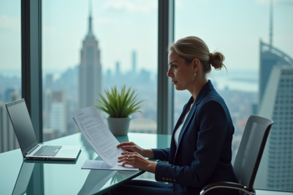 Femme d'affaires confiante dans un bureau moderne