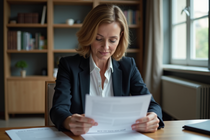 Femme française lisant un document officiel Article 1240