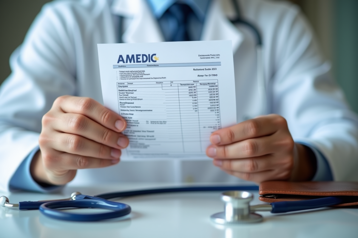 Détails de la facture médicale de 750 euros en gros plan