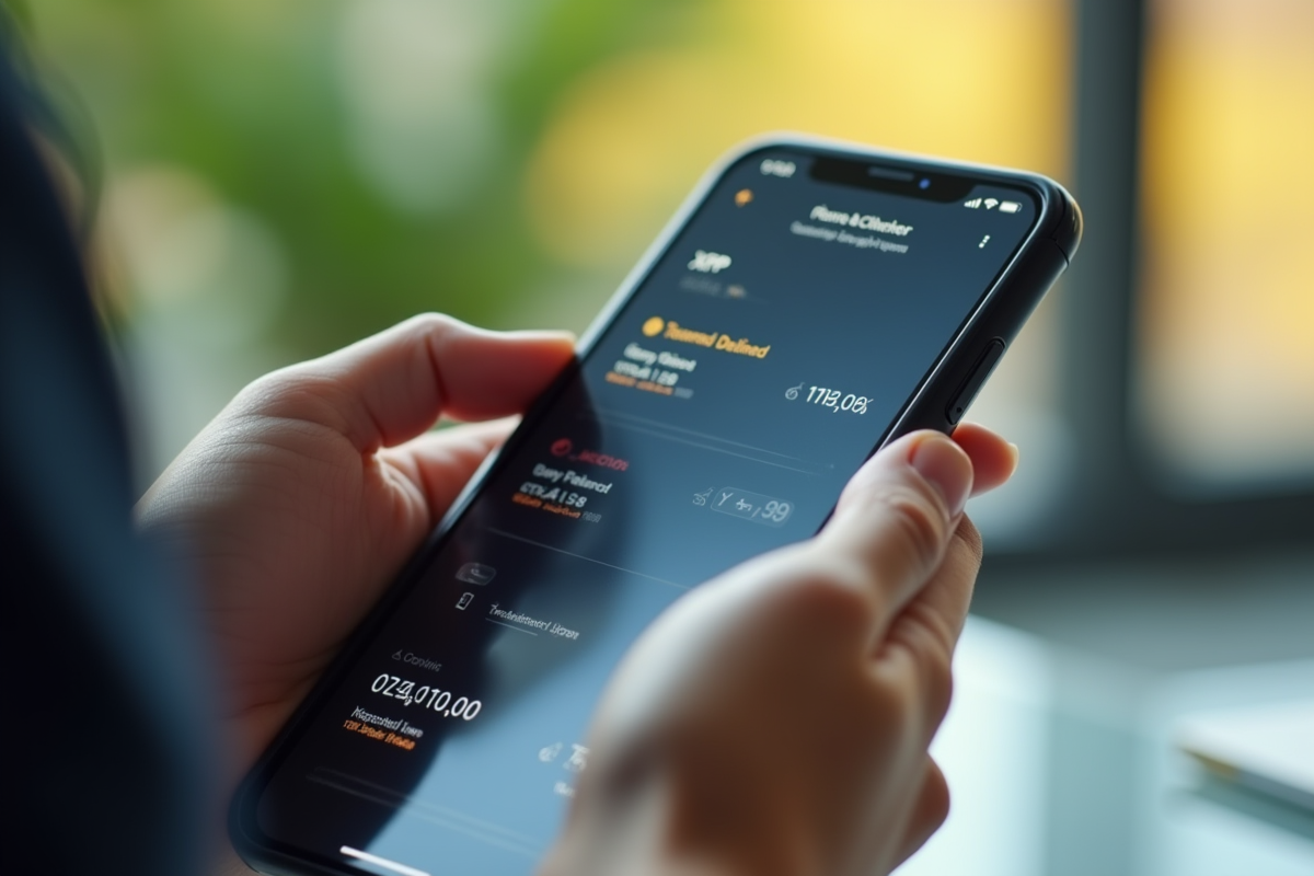Mains tenant un smartphone avec transaction XRP refusée