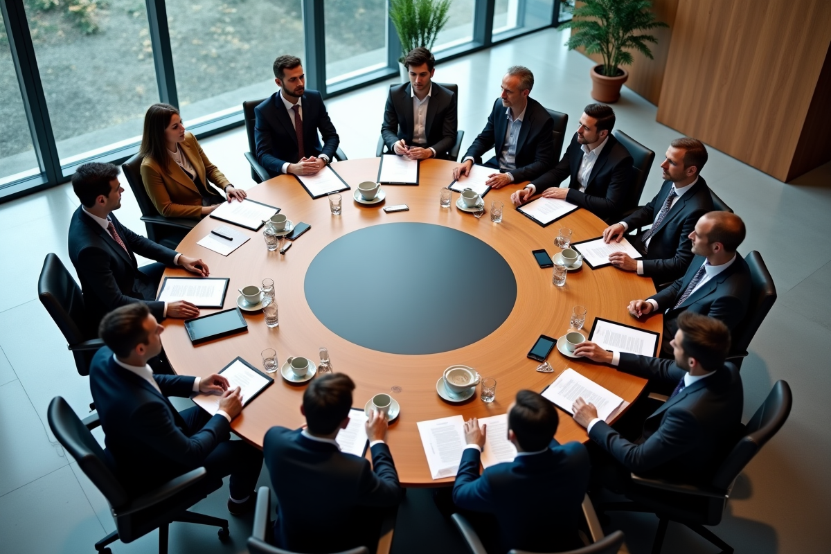 Professionnels en discussion autour d