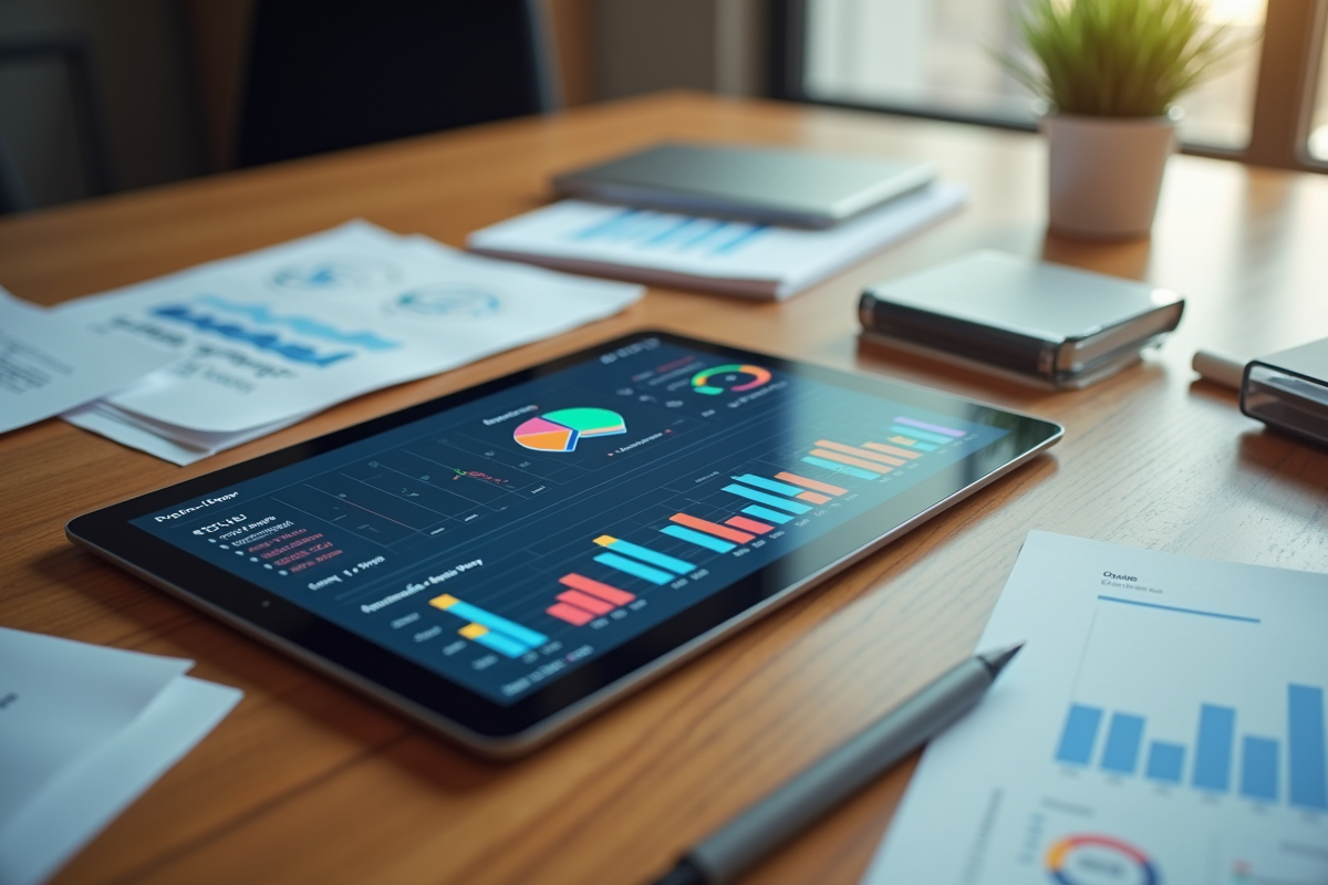 Tableau numérique avec analyse de portefeuille sur une table
