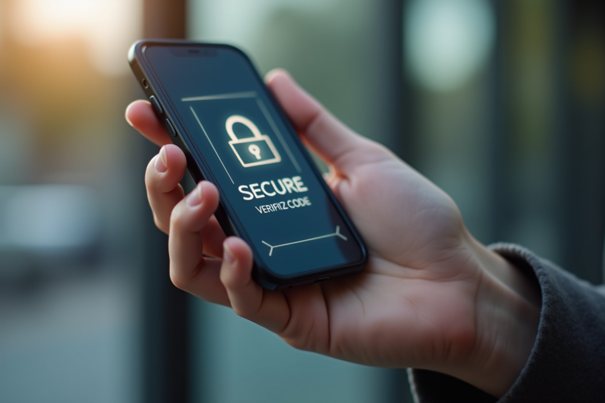 Main tenant un smartphone avec code 3D Secure